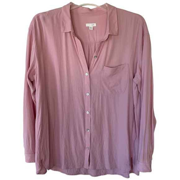 J.Jill Buttondown pink blouse size L Oversized - Picture 1 of 9